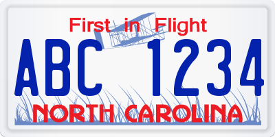 NC license plate ABC1234