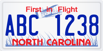 NC license plate ABC1238