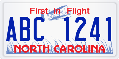 NC license plate ABC1241