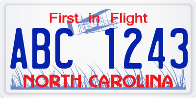 NC license plate ABC1243