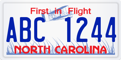NC license plate ABC1244