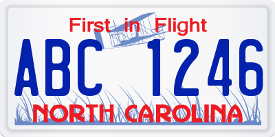 NC license plate ABC1246