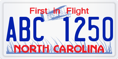 NC license plate ABC1250