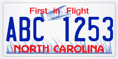 NC license plate ABC1253
