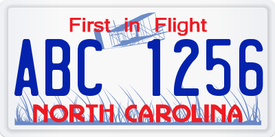 NC license plate ABC1256