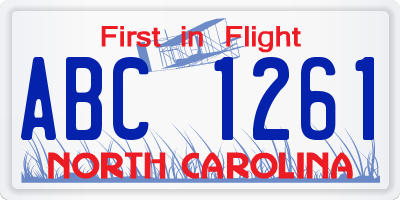 NC license plate ABC1261