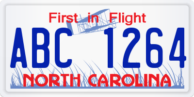 NC license plate ABC1264