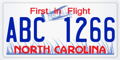 NC license plate ABC1266