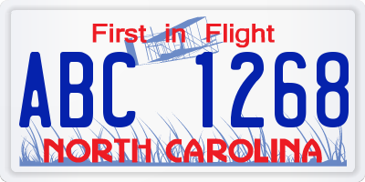 NC license plate ABC1268