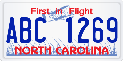 NC license plate ABC1269