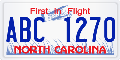 NC license plate ABC1270
