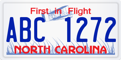 NC license plate ABC1272