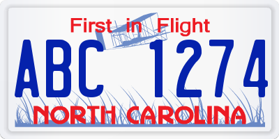 NC license plate ABC1274