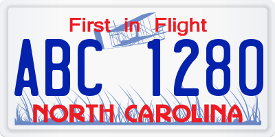 NC license plate ABC1280