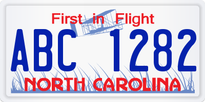 NC license plate ABC1282