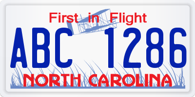 NC license plate ABC1286