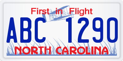 NC license plate ABC1290