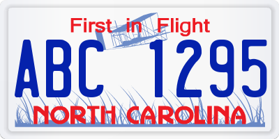 NC license plate ABC1295