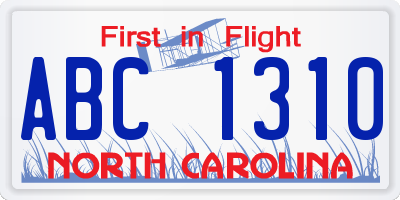 NC license plate ABC1310