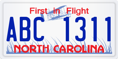 NC license plate ABC1311