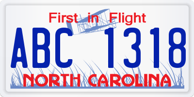 NC license plate ABC1318