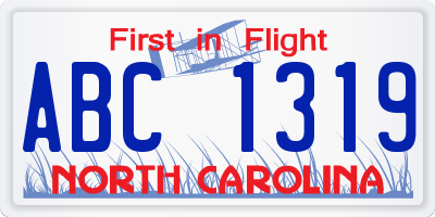 NC license plate ABC1319