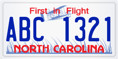 NC license plate ABC1321