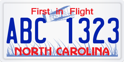 NC license plate ABC1323