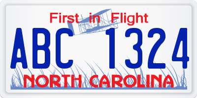 NC license plate ABC1324