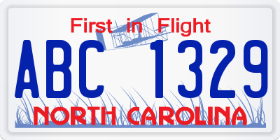 NC license plate ABC1329