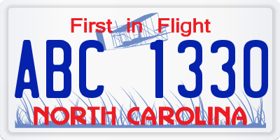 NC license plate ABC1330