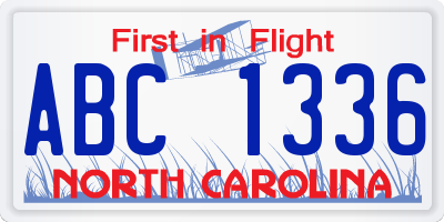 NC license plate ABC1336