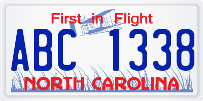 NC license plate ABC1338