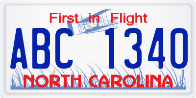 NC license plate ABC1340