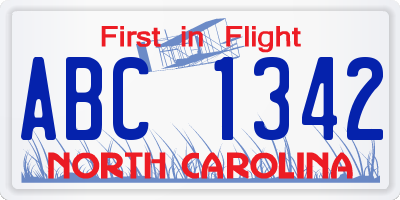 NC license plate ABC1342
