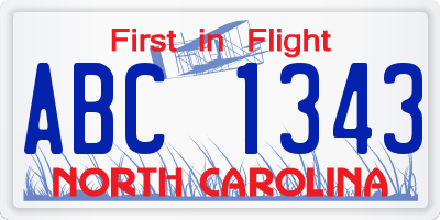 NC license plate ABC1343