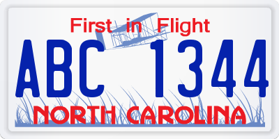 NC license plate ABC1344