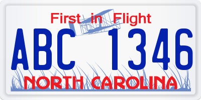 NC license plate ABC1346