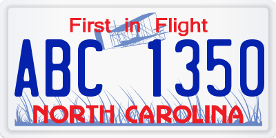 NC license plate ABC1350