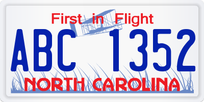 NC license plate ABC1352