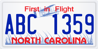 NC license plate ABC1359