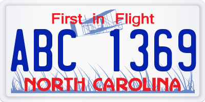 NC license plate ABC1369