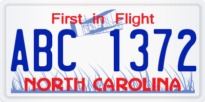 NC license plate ABC1372