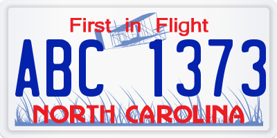 NC license plate ABC1373
