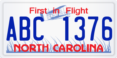 NC license plate ABC1376