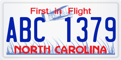 NC license plate ABC1379