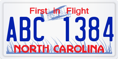 NC license plate ABC1384