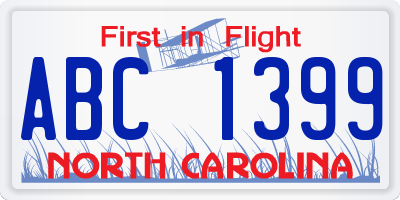 NC license plate ABC1399