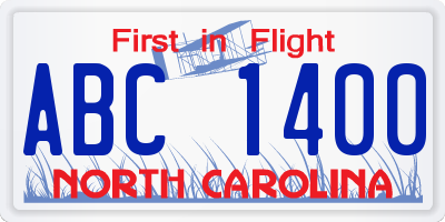 NC license plate ABC1400