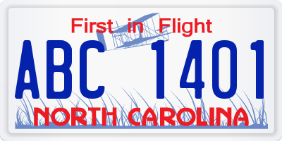 NC license plate ABC1401